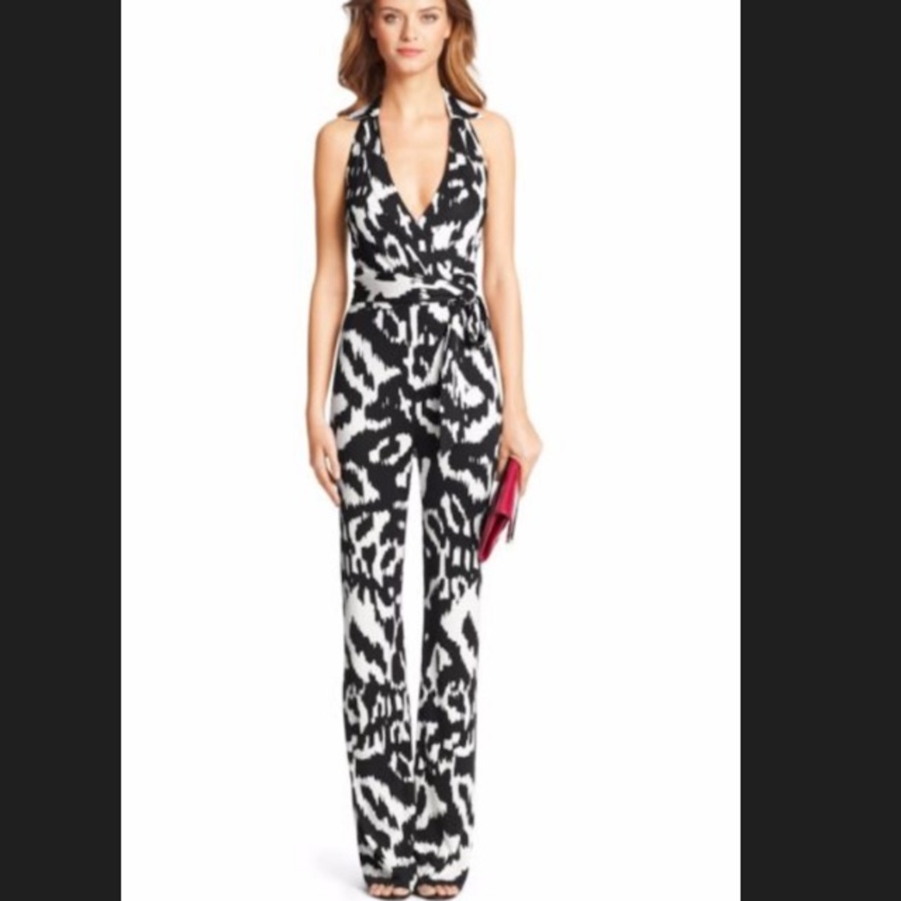 Diane Von Furstenberg Silk Jersey Halter Jumpsuit